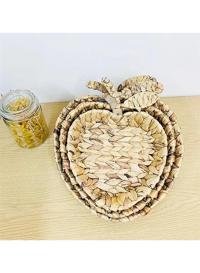 Woven Rattan Apples-Shaped Storage Baskets, Set of 3, Natural  - Image 4