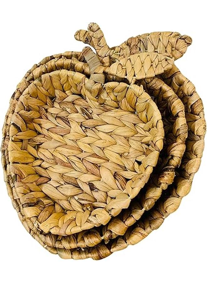 Woven Rattan Apples-Shaped Storage Baskets, Set of 3, Natural  - Image 2