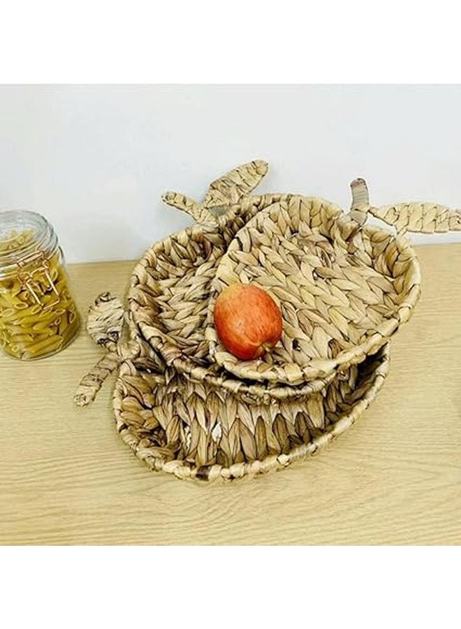 Woven Rattan Apples-Shaped Storage Baskets, Set of 3, Natural  - Image 3
