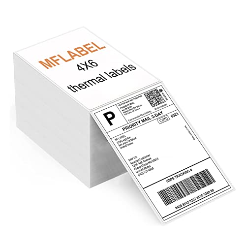 MFLABEL Fanfold 4" x 6" Direct Thermal Shipping Labels (1 Stack, 1000 Labels) – White Perforated Labels for Thermal Printers – Compatible with Zebra, Rollo & More – No Ink Needed, Smudge-Proof - Image 1