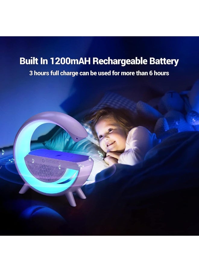 LED Lamp with Wireless Charging Station & Bluetooth Speaker – RGB Mood Light with Sunrise Wake-Up Alarm Clock, Dimmable Bedside Night Light with App Control - Image 2