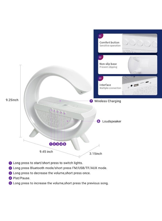 LED Lamp with Wireless Charging Station & Bluetooth Speaker – RGB Mood Light with Sunrise Wake-Up Alarm Clock, Dimmable Bedside Night Light with App Control - Image 3