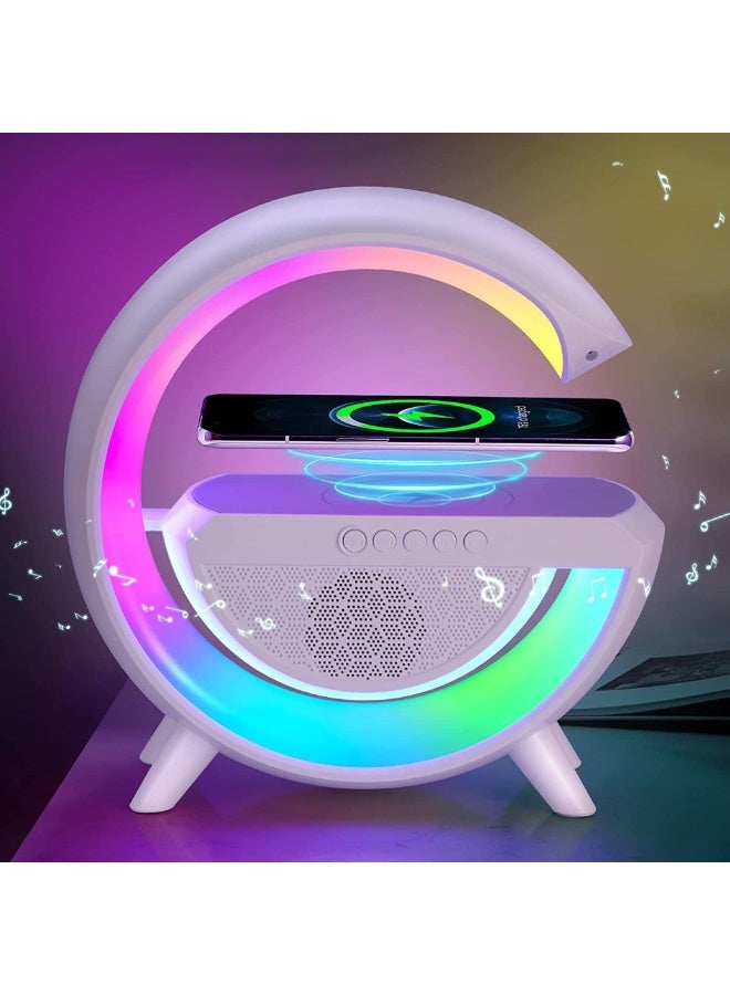 LED Lamp with Wireless Charging Station & Bluetooth Speaker – RGB Mood Light with Sunrise Wake-Up Alarm Clock, Dimmable Bedside Night Light with App Control - Image 5