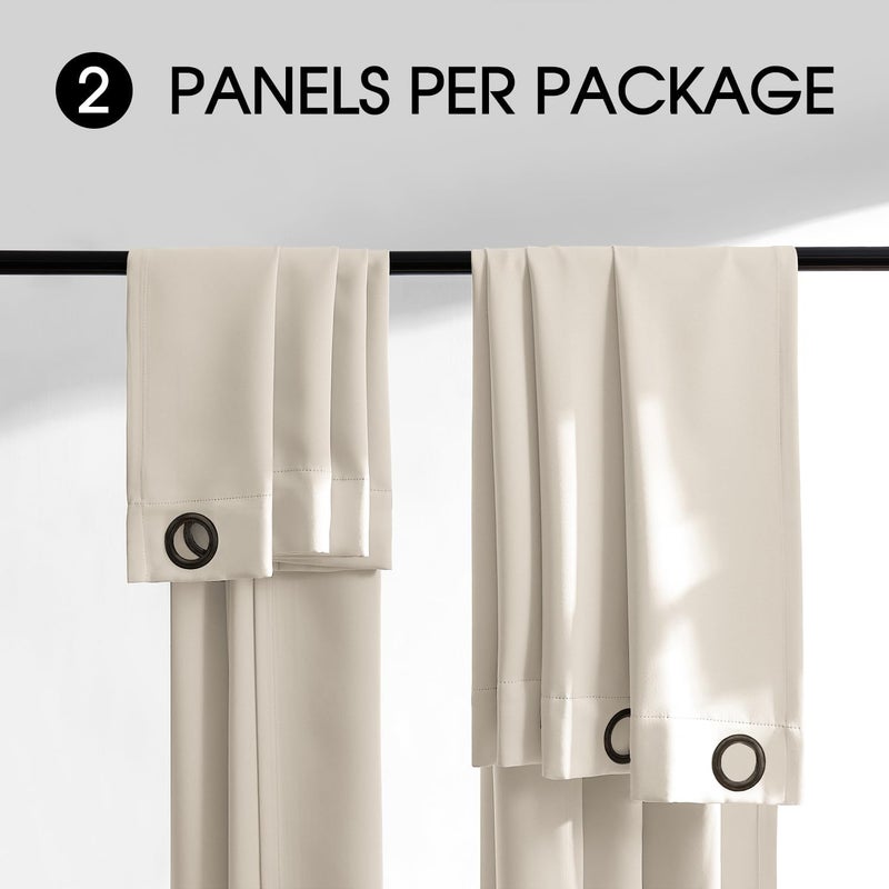 Rutterllow 100% Blackout Curtain 2 Panels, Heat and Full Light Blocking Drapes with Grommets for Bedroom,Thermal Insulated Window Treatment Drapes for Living Room (Beige, 2 Panels, 52 x 36 inch) - Image 4