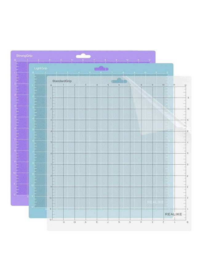 REALIKE 12x12 Cutting Mat for Cricut Maker 3/Maker/Explore 3/Air 2/Air/One(3 Mats), Gridded Adhesive Non-Slip Cut Mat for Crafts, Quilting, Sewing and All Arts (Variety) - Image 1