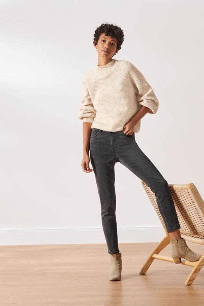 Tchibo Women Slim Fit Washed Stretchable Jeans, Charcoal - Image 1