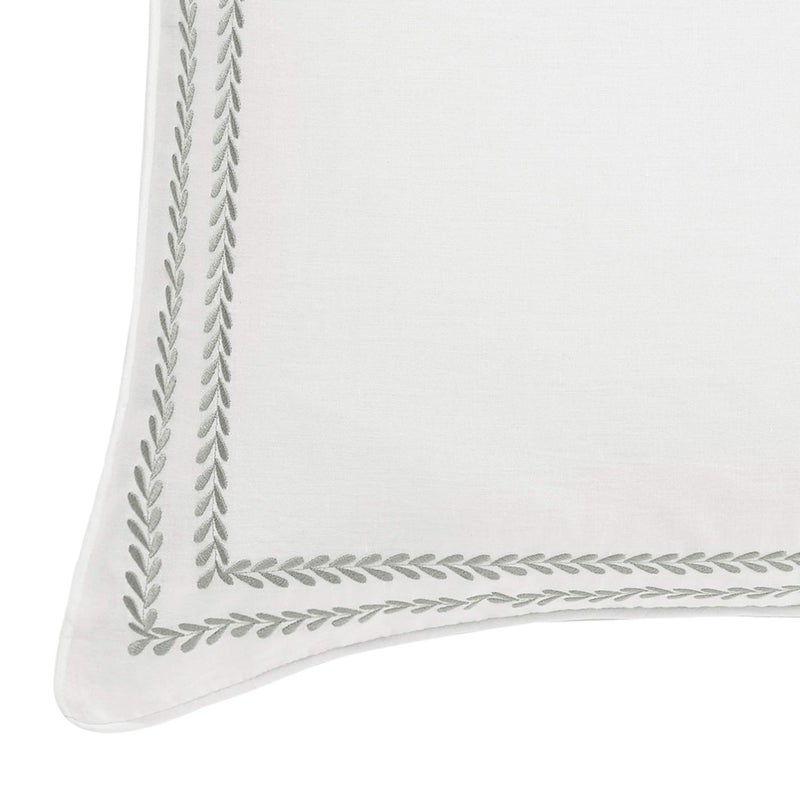 LAURA ASHLEY Laura Ashley Home - Euro Sham Set, Smooth Cotton Shams with Zipper Closure, Lightweight & Stylish Home Decor (Stitched Vine Leaf Grey, 2 Piece)  - Image 2