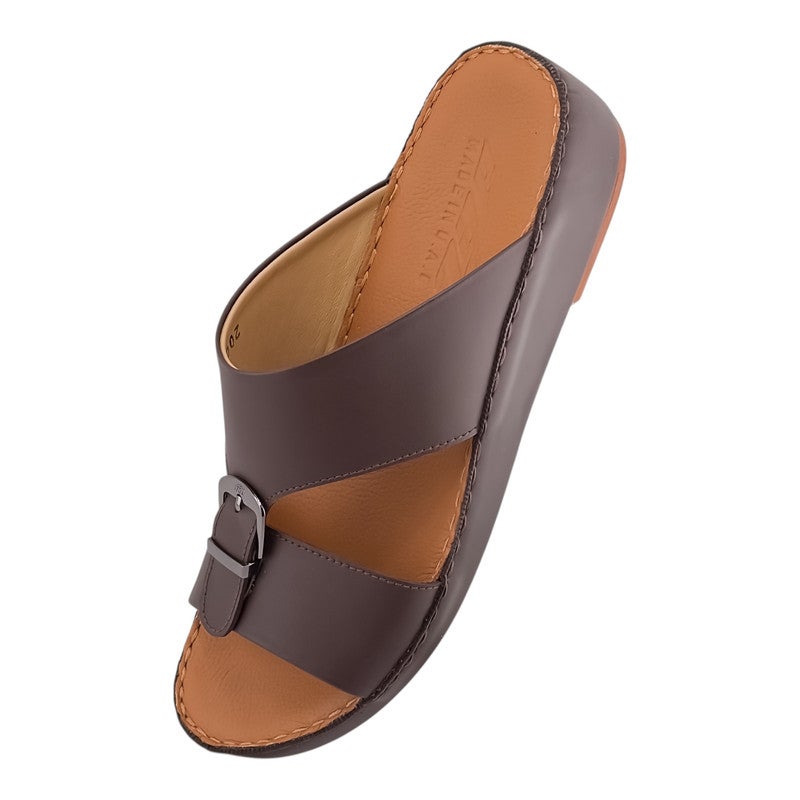 AET A E T Handmade Arabic Sandals For Men | Outdoor Mens Slippers | Everyday Flip Flops Open Toe | Arabic Genuine Softy Leather With Buckle|New Arabic Design | Tan Footbed | Comfortable & LightWeight - Image 3