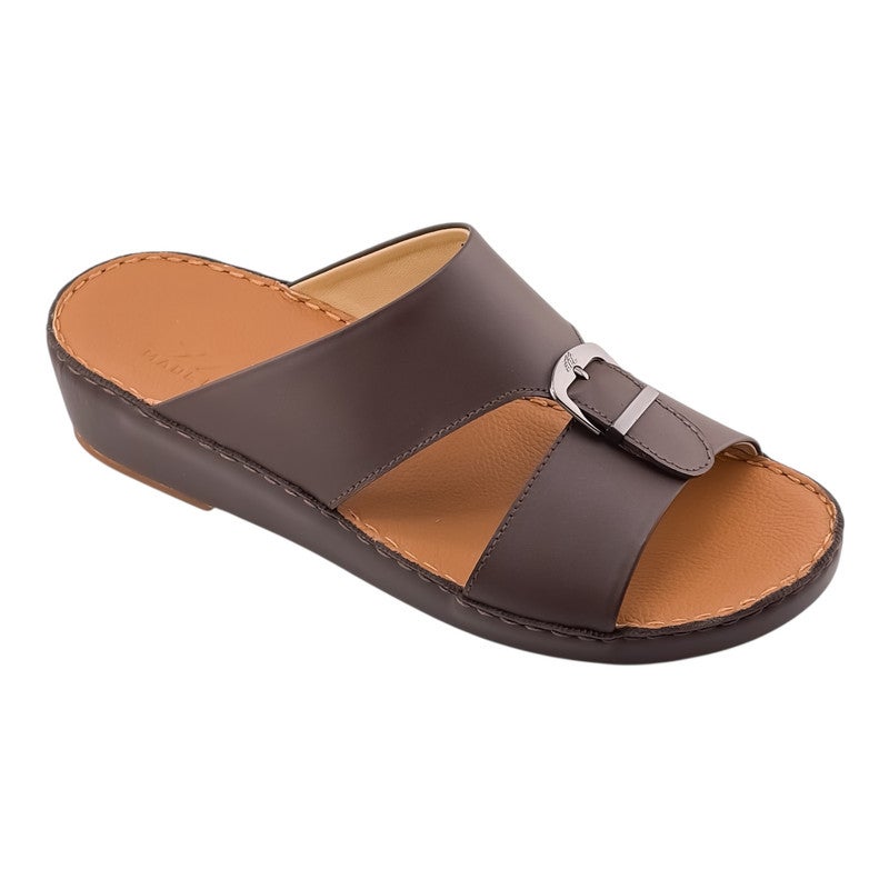 AET A E T Handmade Arabic Sandals For Men | Outdoor Mens Slippers | Everyday Flip Flops Open Toe | Arabic Genuine Softy Leather With Buckle|New Arabic Design | Tan Footbed | Comfortable & LightWeight - Image 1