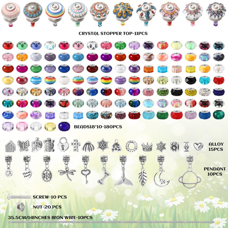 Silipull 255 Pcs 14 Inch Garden Stakes Decorative Ceramic Mushroom and Pumpkin Round Beaded Garden Stakes Decor Fairy Sticks for Indoor Outdoor Yard Lawn Pathway Patio Decoration - Image 3