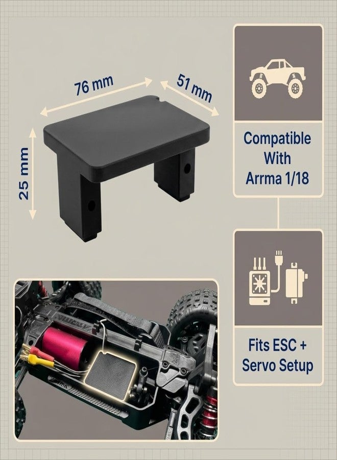 splash n color SplashNColor XL ESC Mount and Servo Mount Compatible with Arrma – Brushless Conversion Chassis Upgrade | 1/18 Scale Electronics Holder for Compact RC Builds - Image 5