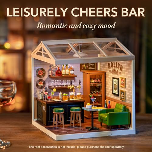 Rolife DIY Miniature Plastic House Building Set Toys Playset with LED Suitable for Mini Figures Construction Toys Diorama Kit Gifts for Teens Adults Leisurely Cheers Bar - Image 5