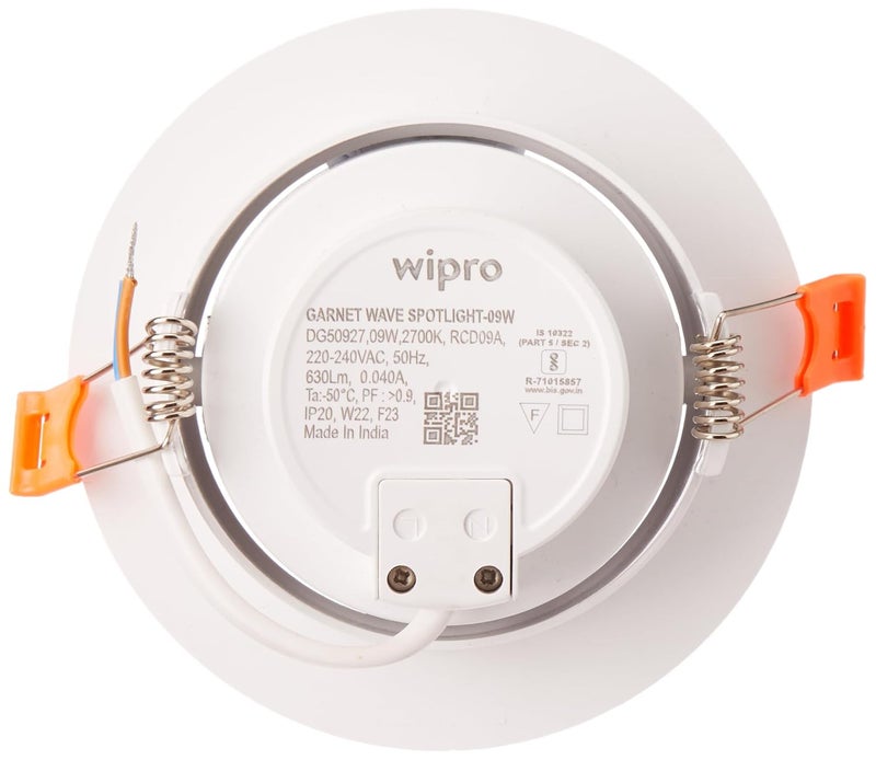 WIPRO Wipro Garnet 9W Round Led Wave SpotlightCob Spotlight for CeilingWarm White Light 2700KAdjustable DesignRecessed Tiltable Downlighter for False CeilingCutout100 MmPack of 10  - Image 2