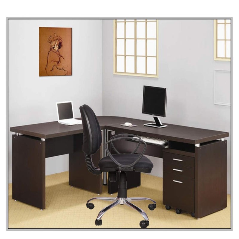 RAJPURA 803 Medium Back Revolving Desk Chair Lumbar Support Ergonomic Cushion Back Seat Study Chair Computer Chair for Work from Home Chrome Base Height Adjustable Chair Black - Image 2