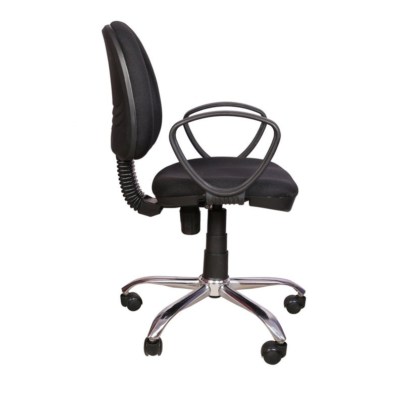 RAJPURA 803 Medium Back Revolving Desk Chair Lumbar Support Ergonomic Cushion Back Seat Study Chair Computer Chair for Work from Home Chrome Base Height Adjustable Chair Black - Image 5