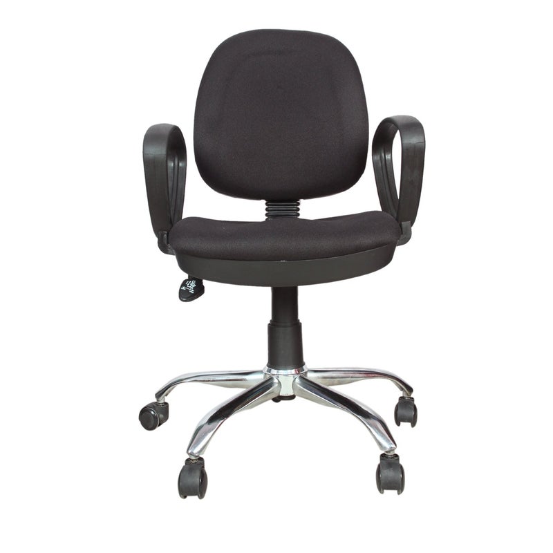 RAJPURA 803 Medium Back Revolving Desk Chair Lumbar Support Ergonomic Cushion Back Seat Study Chair Computer Chair for Work from Home Chrome Base Height Adjustable Chair Black - Image 4