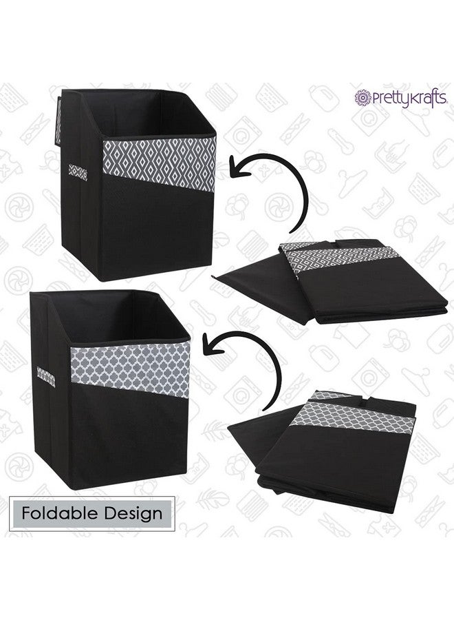 PrettyKrafts 75 L Jute Rectangular Foldable Large Laundry Bag/Basket With Lid & Handles, Collapsible Freestanding Clothes Storage Organizer for Bedroom, Dorm (40x35x53cm, Black, Set of 2) - Image 4