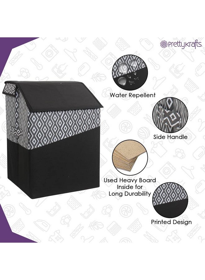 PrettyKrafts 75 L Jute Rectangular Foldable Large Laundry Bag/Basket With Lid & Handles, Collapsible Freestanding Clothes Storage Organizer for Bedroom, Dorm (40x35x53cm, Black, Set of 2) - Image 2