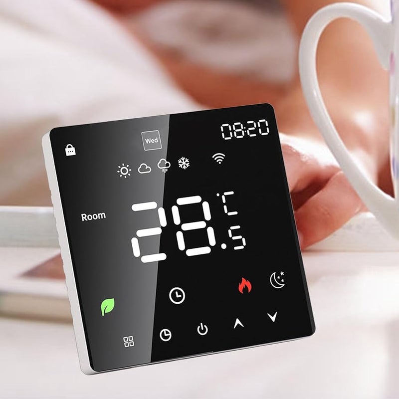 منظم الحرارة الذكي للتحكم الصوتي عبر الواي فاي 16 أمبير بشاشة LCD تعمل باللمس وقابل للبرمجة للتدفئة الكهربائية بقدرة 4500 واط - Image 3