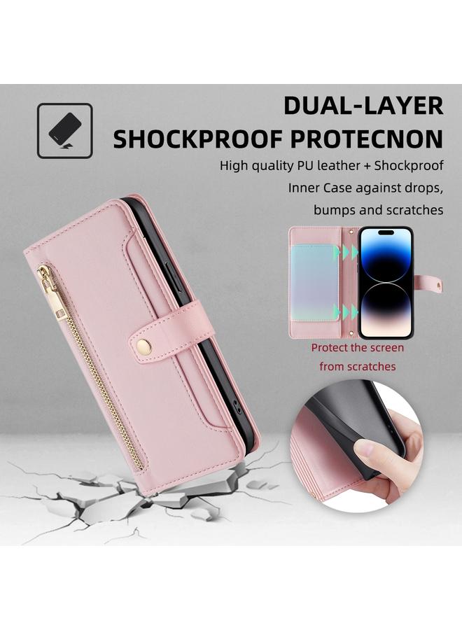 اس-توب جراب هاتف iPhone 14 Pro Max من الجلد بنمط جلد الأغنام مع سحاب - Image 4