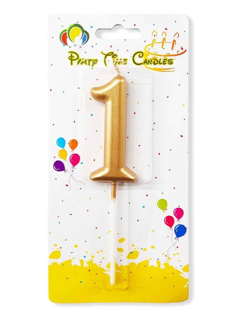 Number 1 Candle Gold Color for Birthdays and Anniversaries Party Supplies