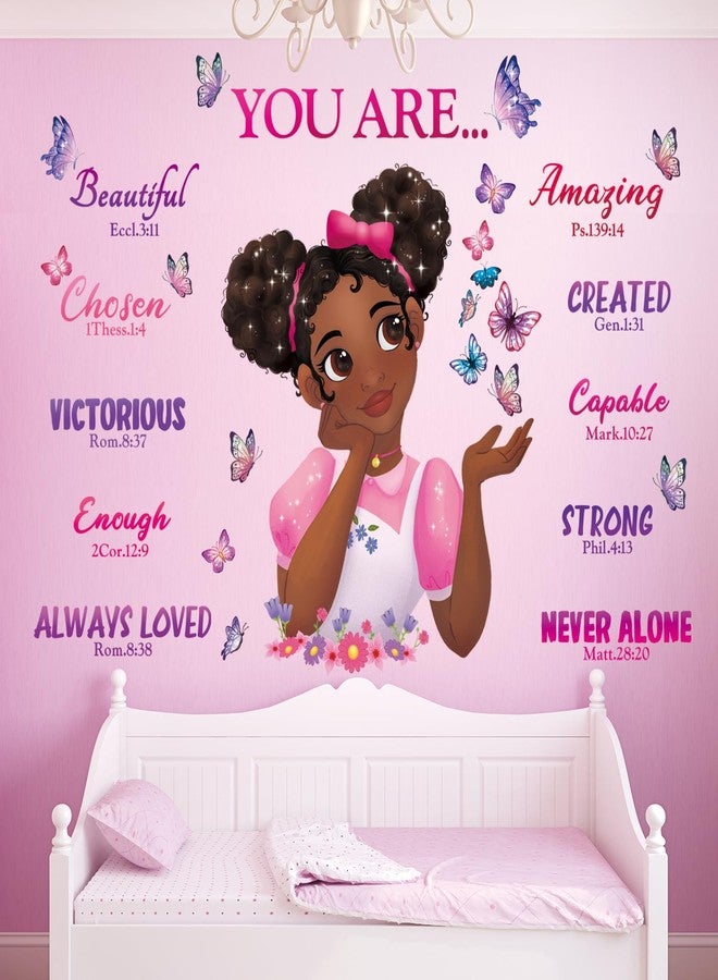 DECOWALL SG2-2315 Black Girl Magic Wall Stickers Decals Girls Bedroom Butterfly Kids Room Art Toddler Decorations Butterflies Baby Nursery Afro Door Wallpaper Pink - Image 3