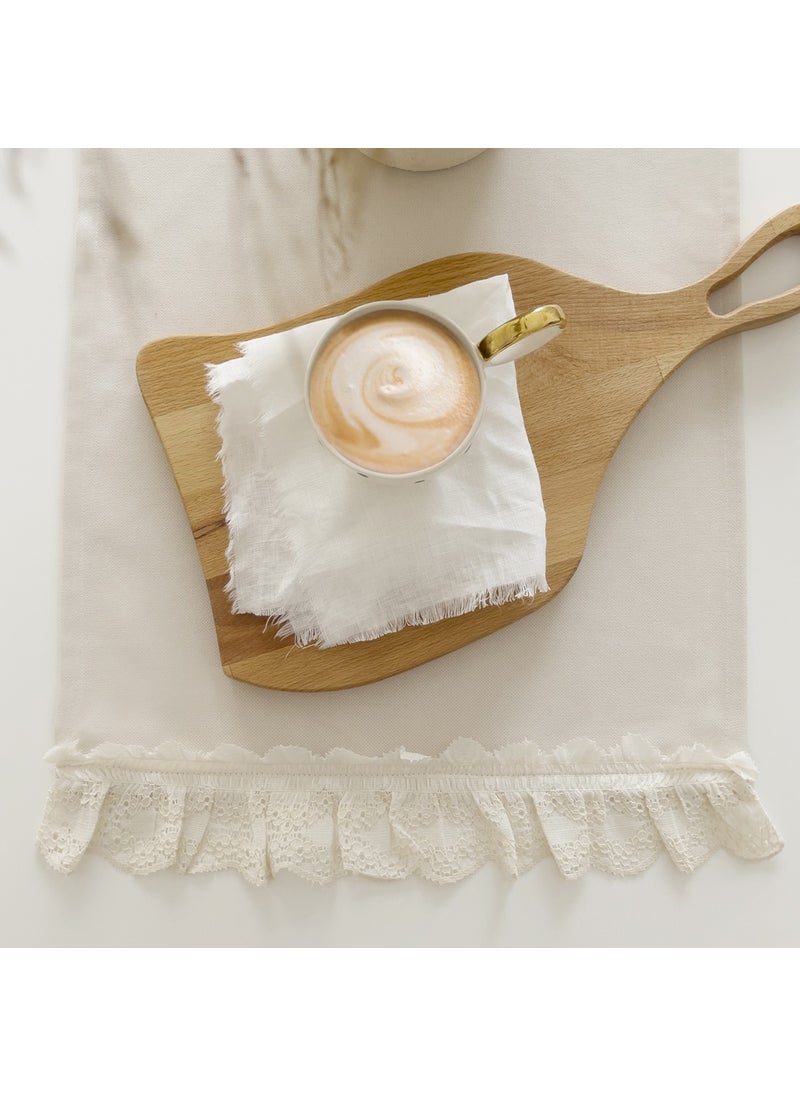 Ritmo Home Lace Scalloped Vintage Scandinavian Cream Runner  - Image 1