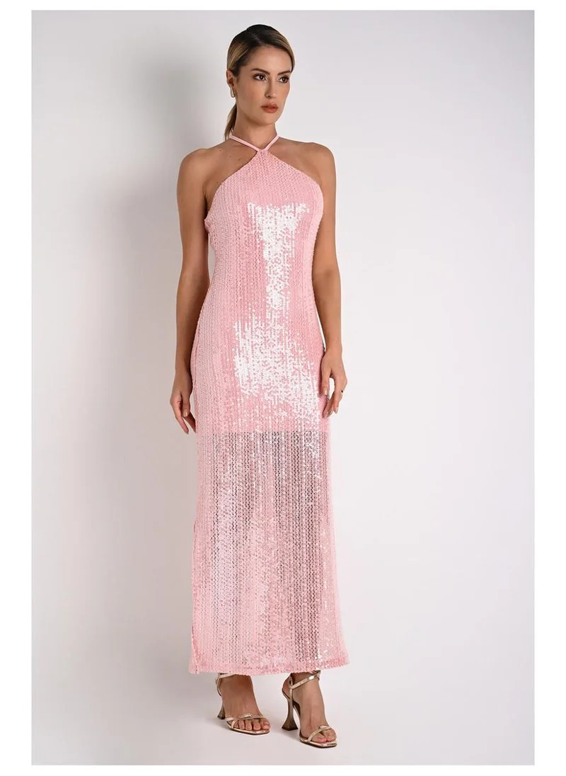 Carmen Steffens Midi Dress with Side Slits in Pink Lily