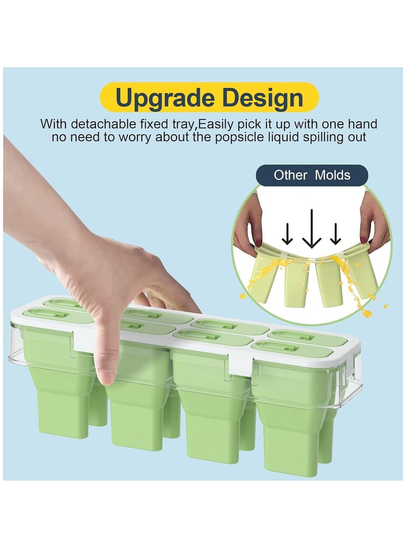 Excefore Popsicles Molds, 8 Cavity Silicone Popsicle Molds, BPA Free Popsicle Mold Reusable Easy Release Ice Pop Maker,Homemade Popsicle Mould (Green) - Image 5