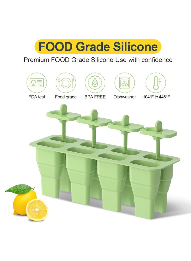 Excefore Popsicles Molds, 8 Cavity Silicone Popsicle Molds, BPA Free Popsicle Mold Reusable Easy Release Ice Pop Maker,Homemade Popsicle Mould (Green) - Image 3