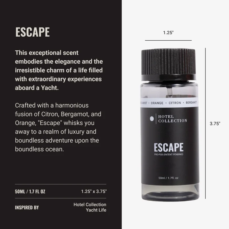 هوتيل كوليكشن Escape Pro-Pod Oil Blend - Hotel Inspired for Luxury Essential Oil Diffusers - Aromatherapy Scent Diffuser Oil - Citron, Bergamot, and Orange - 50 mL, 1.7 fl oz