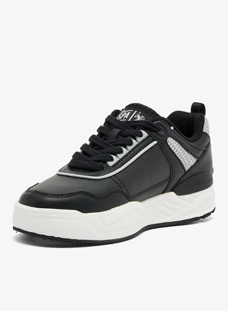 U.S. Polo Assn.  U.S. Polo Assn. Women's Chunky Casual Sneakers | Lace-Up Fashion Shoes | Lightweight Cushioned Platform Sole | Black/White for Women | Best Price UAE