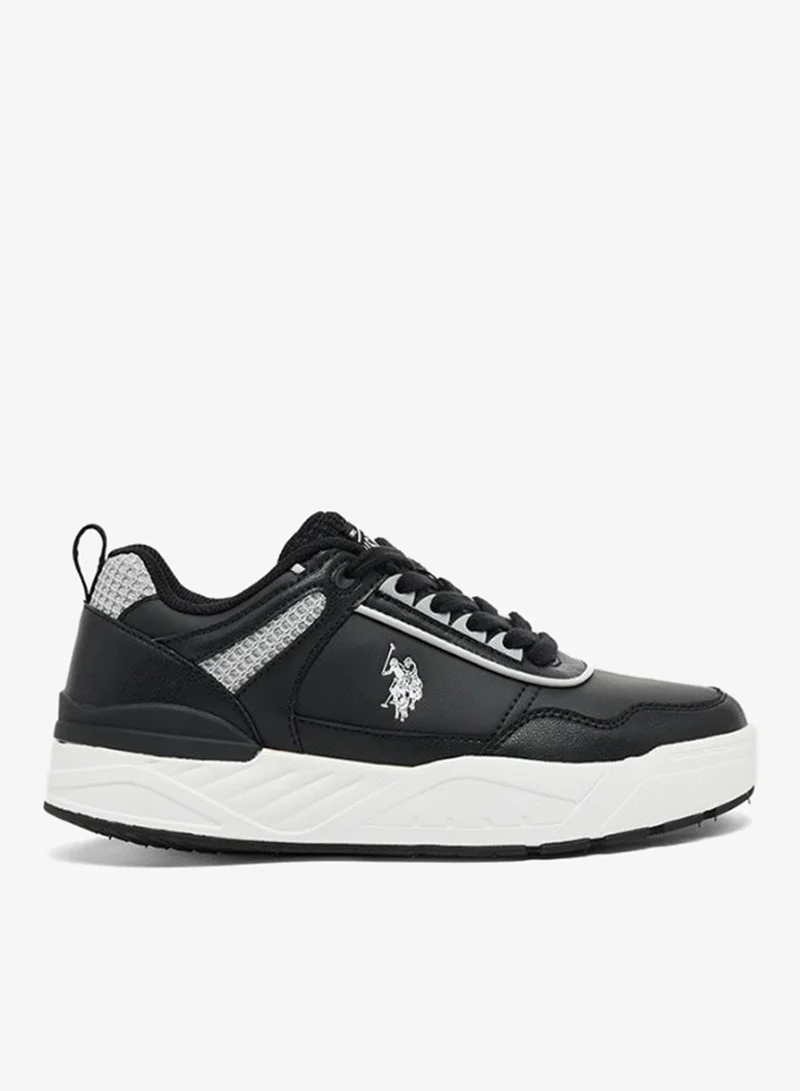 U.S. Polo Assn. Women's Chunky Casual Sneakers | Lace-Up Fashion Shoes | Lightweight Cushioned Platform Sole | Black/White
