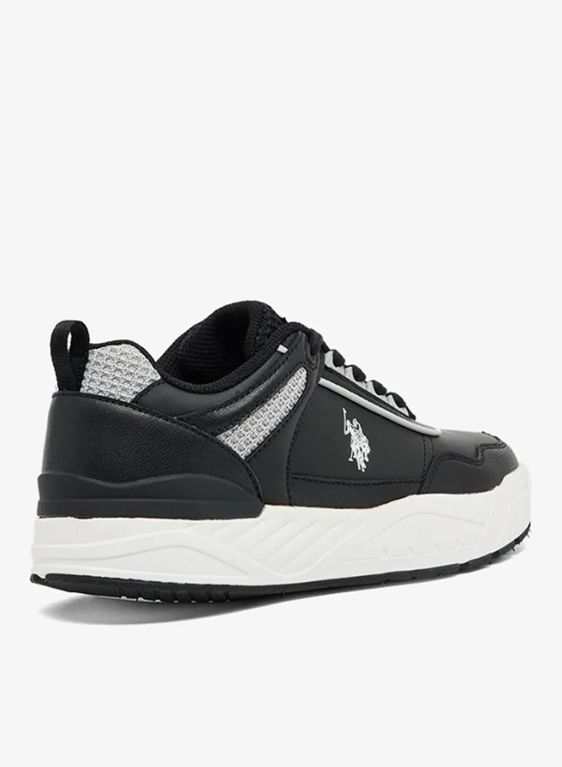 U.S. Polo Assn.  U.S. Polo Assn. Women's Chunky Casual Sneakers | Lace-Up Fashion Shoes | Lightweight Cushioned Platform Sole | Black/White for Women | Best Price UAE