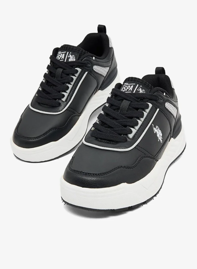 U.S. Polo Assn.  U.S. Polo Assn. Women's Chunky Casual Sneakers | Lace-Up Fashion Shoes | Lightweight Cushioned Platform Sole | Black/White for Women | Best Price UAE