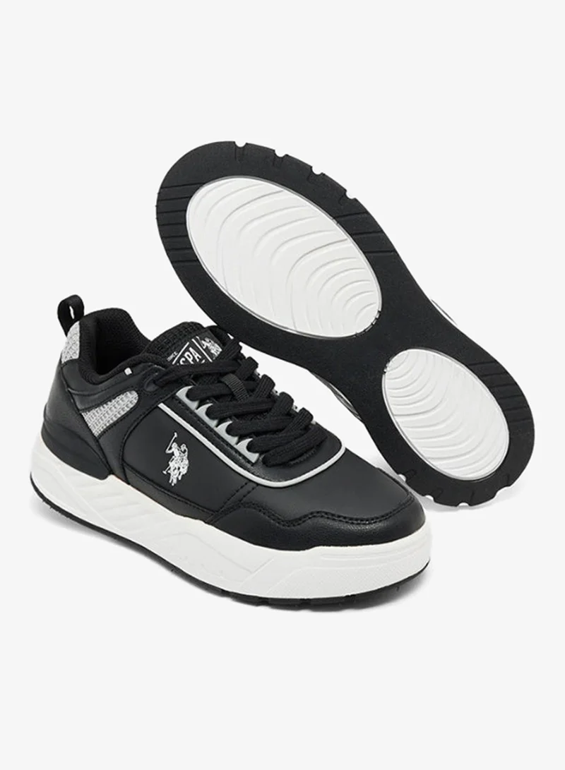 U.S. Polo Assn.  U.S. Polo Assn. Women's Chunky Casual Sneakers | Lace-Up Fashion Shoes | Lightweight Cushioned Platform Sole | Black/White for Women | Best Price UAE