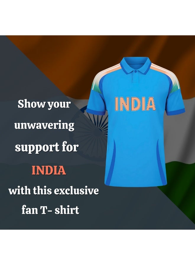 PRINTSHOP4ME India Sports Women’s T-Shirt – Blue Dry-Fit Cricket Jersey With Short Sleeves And Collared Neck – Ideal Sportswear For Cricket Practice,Team Activities And Daily Wear - Image 5