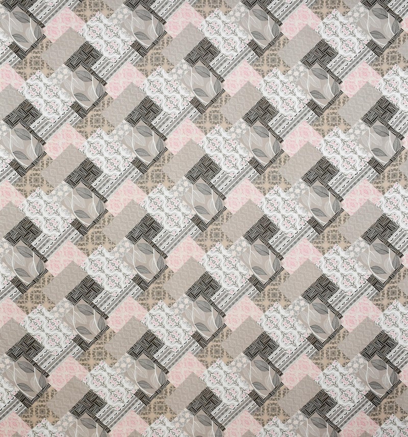 Furnofy Premium Geometric Printed Double Bedsheet Set – Pink & Grey (90x100 Inches) with 2 Pillow Covers – Flat - Image 5
