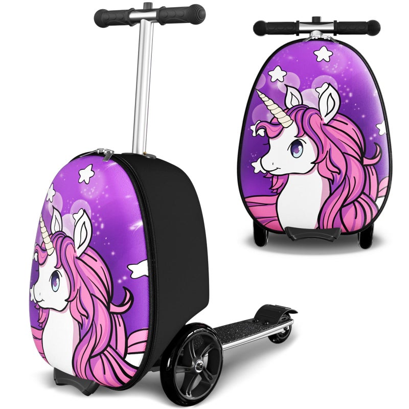 Baotree 2-in-1 Ride-On Scooter Suitcase, Scooter Luggage for Kids Ages 5-12, Foldable & Lightweight Carry with LED Light-Up Wheels - Image 1
