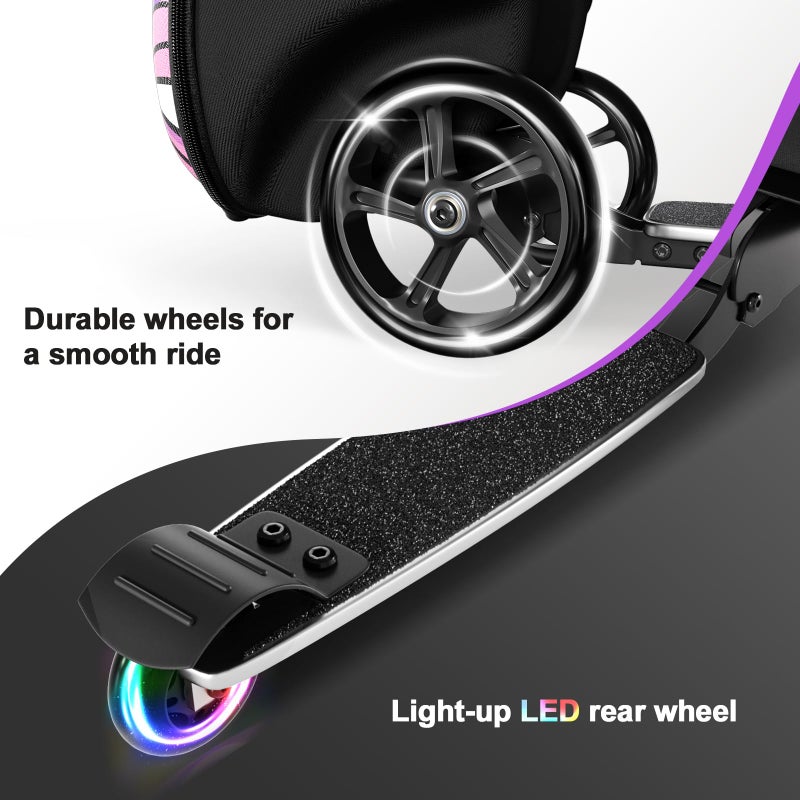 Baotree 2-in-1 Ride-On Scooter Suitcase, Scooter Luggage for Kids Ages 5-12, Foldable & Lightweight Carry with LED Light-Up Wheels - Image 3