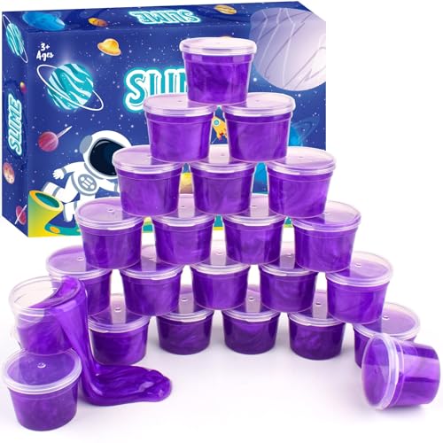 WUJYLY Galaxy Slime 24 Pack Valentines Purple Slime Party Favors NonSticky Soft Smooth for Birthday Classroom Rewards Stocking Stuffers Goodie Bag StufferEaster Basket Stuffers for Kids - Image 1