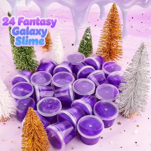 WUJYLY Galaxy Slime 24 Pack Valentines Purple Slime Party Favors NonSticky Soft Smooth for Birthday Classroom Rewards Stocking Stuffers Goodie Bag StufferEaster Basket Stuffers for Kids - Image 5