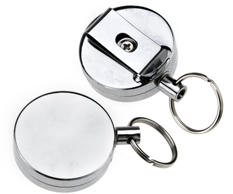 Micro Trader 23.62inch Pull Recoil Retractable Holding Key Chain Ring Clip Tools Metal Wire - Image 5