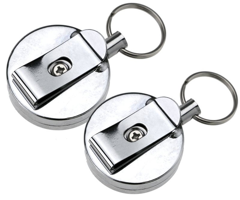 Micro Trader 23.62inch Pull Recoil Retractable Holding Key Chain Ring Clip Tools Metal Wire - Image 1