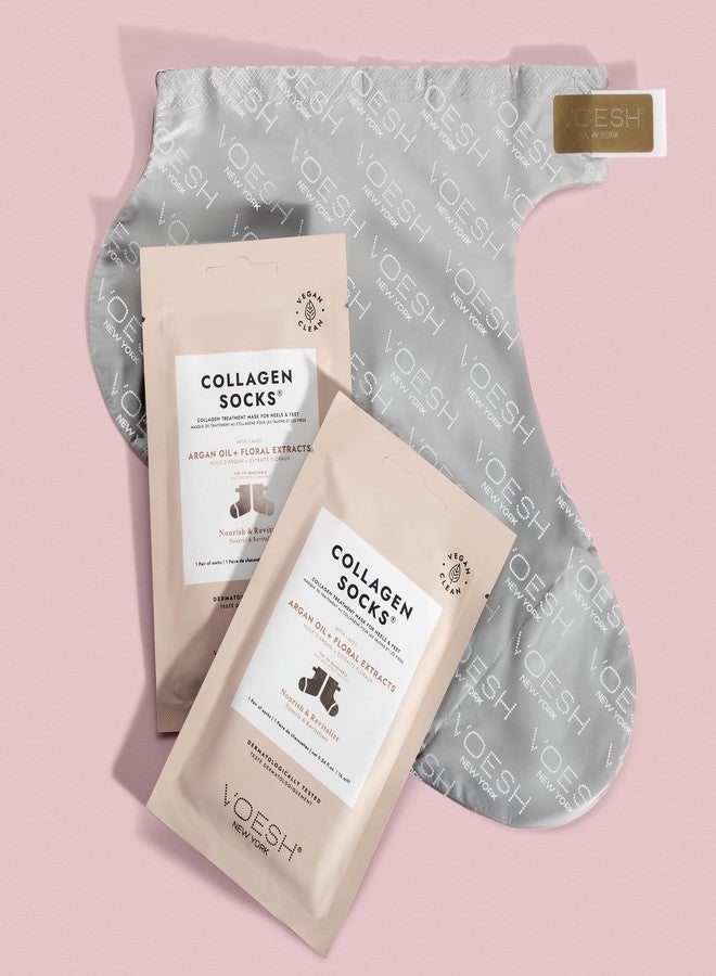 Voesh Collagen Gloves and Socks- Argan Oil, Collagen Infused, 4 Pack, 2 Pack of Gloves, 2 Pack of Socks, at Home Spa, Body Care, Nourishing, Hydrating Gloves and Socks - Image 3