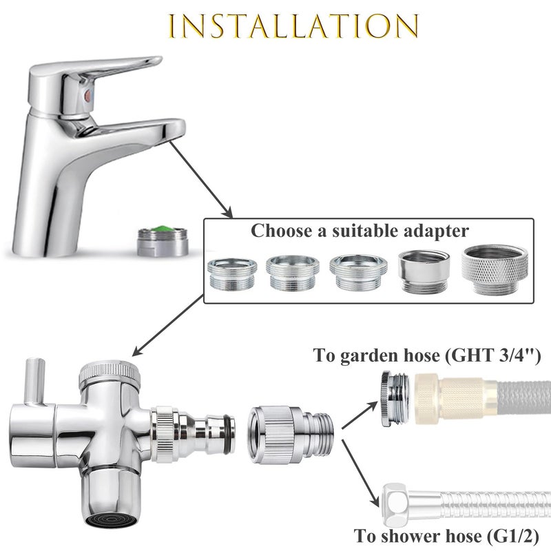 Sneatup Faucet Aerator to Garden Hose Diverter (5 adapters + Quick Connector) - Image 2