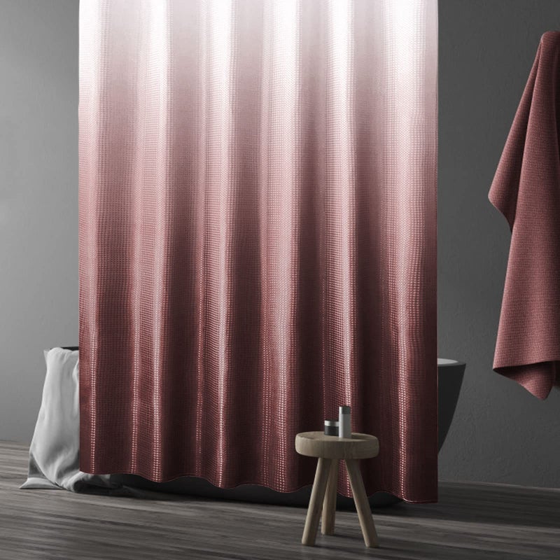Gibelle Burgundy Fabric Shower Curtain  Ombre Shower Curtains for Bathroom  Waffle Weave Textured Shower Curtain Set with Hooks  Water Repellent and Machine Washable  72 x 72 - Image 2