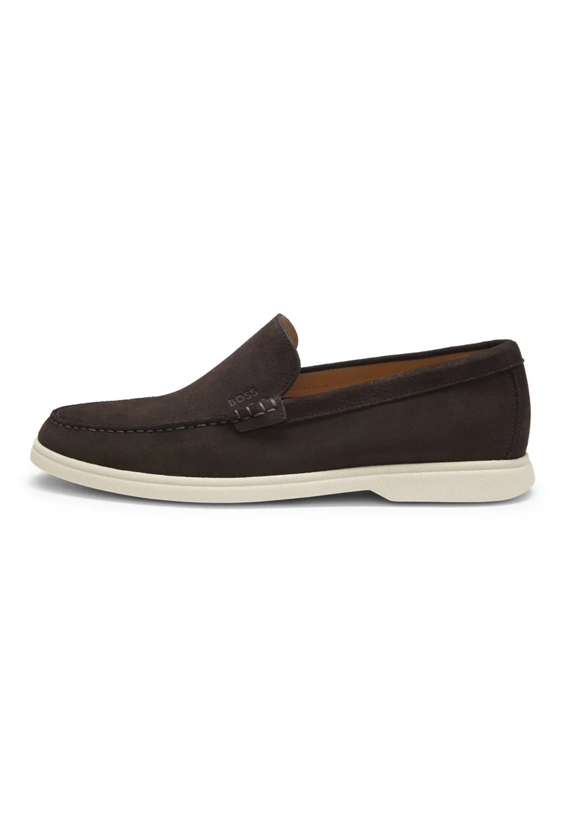 BOSS Brown Suede loafers with embossed logo for Men | Best Price UAE