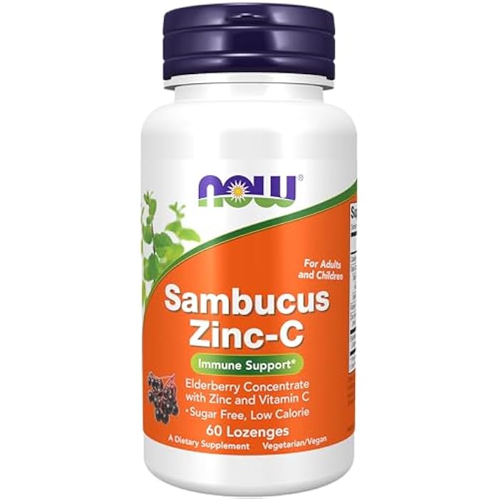 NOW Foods Supplements, Sambucus Zinc-C with Elderberry Concentrate and Vitamin C, 60 Lozenges - Image 1