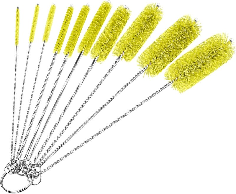 CiaraQ Bottle Cleaning Brushes, 8 Inch Nylon Tube Brush Set, Cleaner for Narrow Neck Bottles Cups with Hook, Set of 10pcs. - Image 1